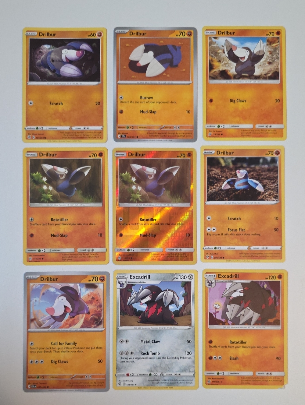 Pokemon Drilbur And Excadrill Trading Cards